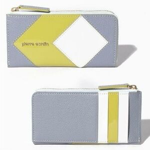 Pierre Cardin Colorblock Zip Wallet Blue Yellow White Leather Slim
